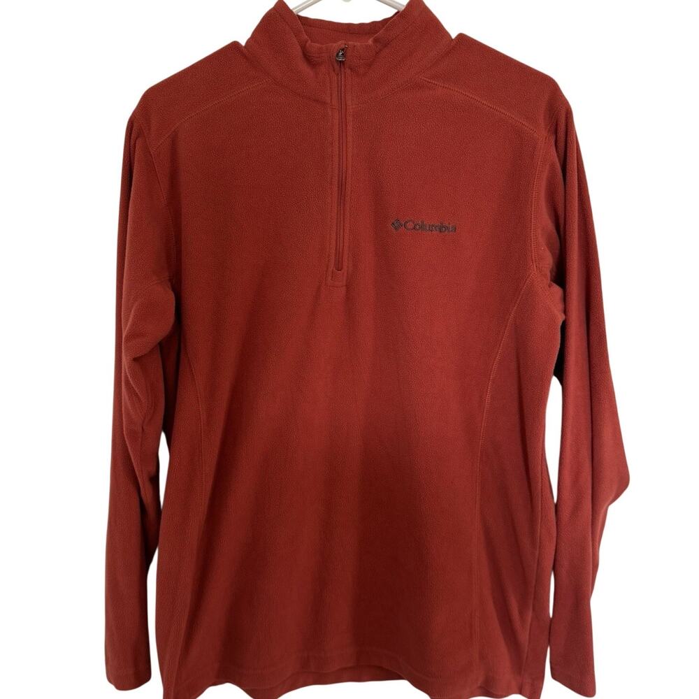 Columbia Men’s Small Coral Orange Quarter Zip Lightweight Fleece Pullover - Picture 2 of 5